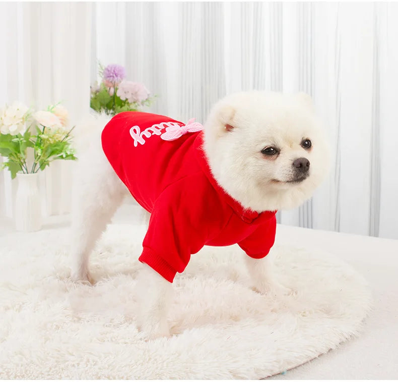 Dog Hoodie with Hat Girl Dog Sweatshirt with Leash Hole Spring Winter Doggie Clothes Puppy Dog Coat Pet Apparel for Small Dogs