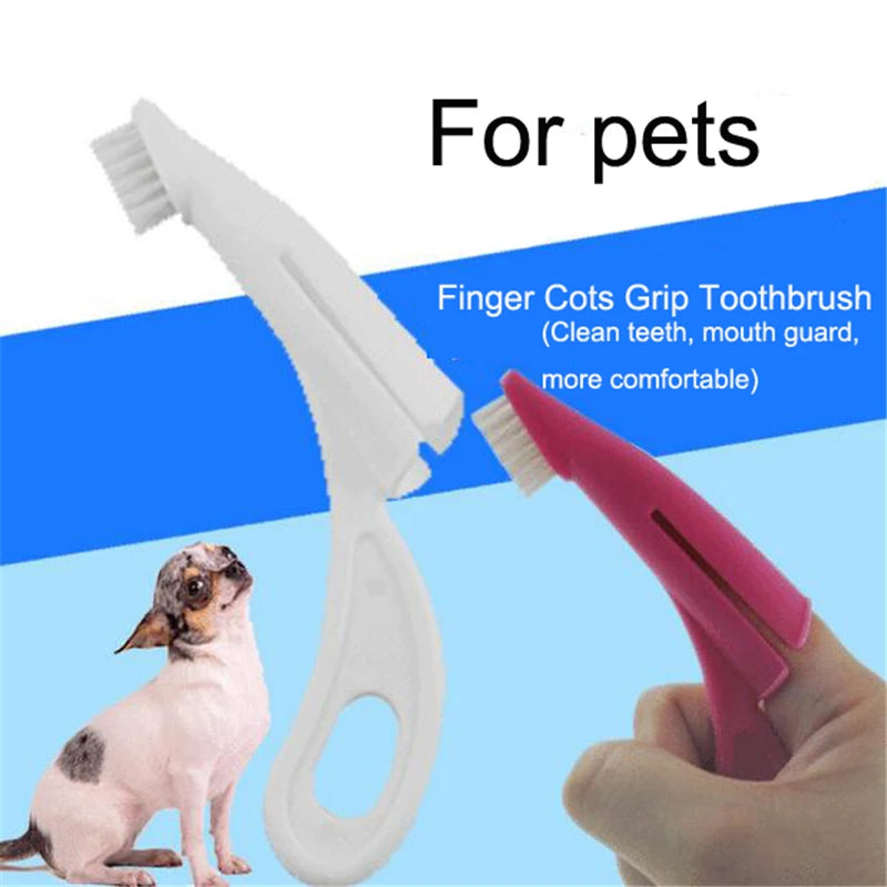 1Pcs Pet Finger Toothbrush Teddy Dog Brush Bad Breath Tartar Teeth Tool Dog Cat Cleaning Supplies 2 Colors Cat Dog Toothbrushes