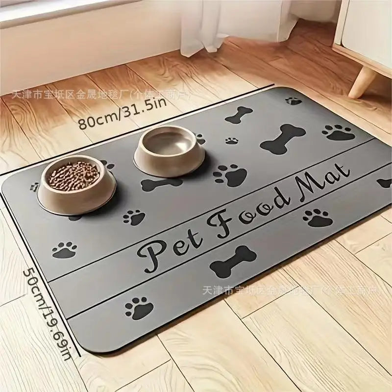 Pet Feeding Mat-Absorbent Pet Placemat for Food and Water Bowl, with Waterproof Rubber Backing, Quick Dry Water Mat for Dog Cat