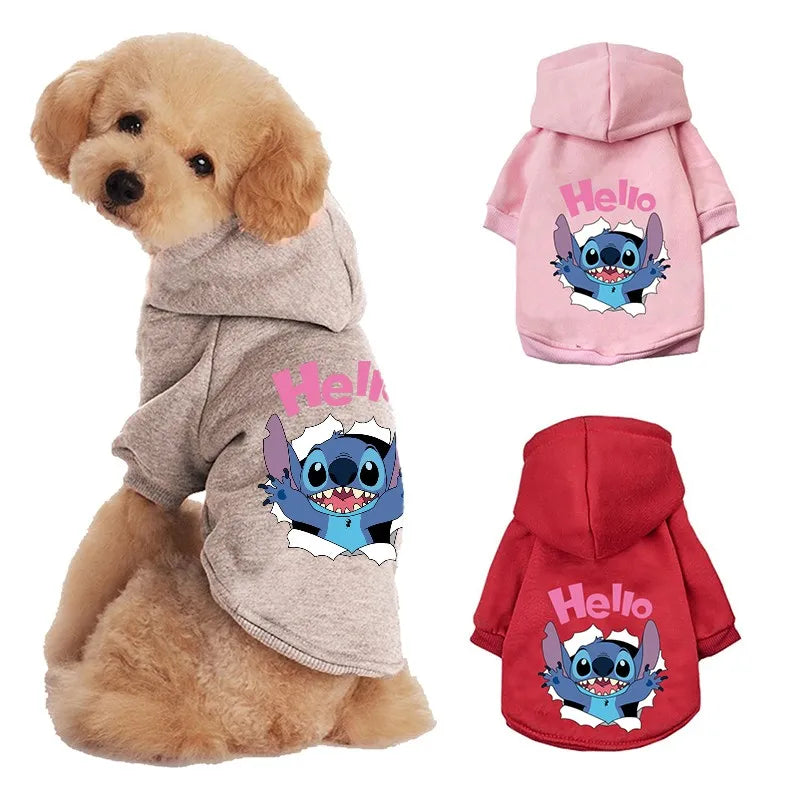 Disney Stitch Dog Clothes Winter Warm Pet Clothes Cotton Pets Clothing For Small Medium Dogs French Bulldog Chihuahua Costume