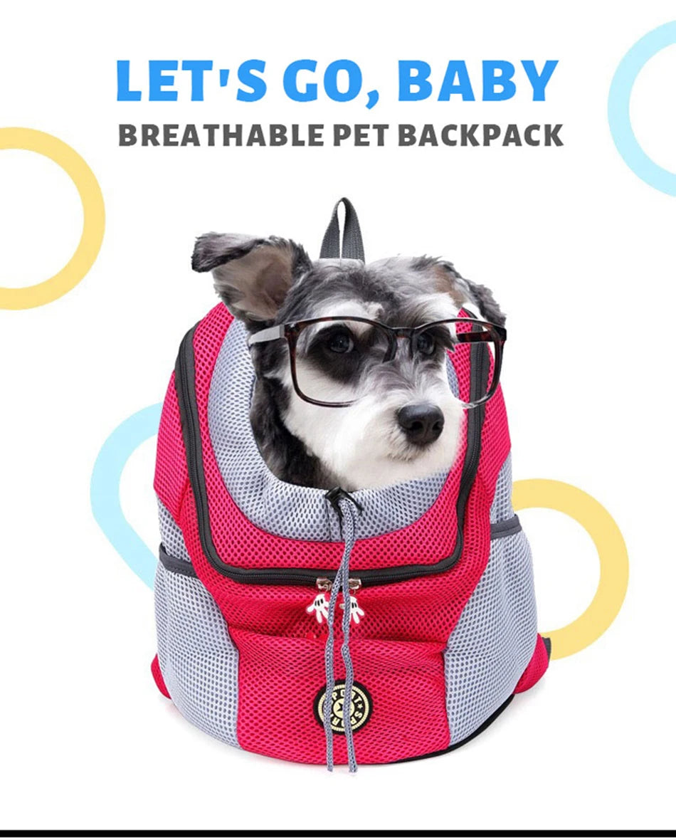 New Dog Pet Backpack Carrier Travel Bag Front Pack Breathable Adjustable with Safety Reflective Strips for Hiking Outdoor Cats