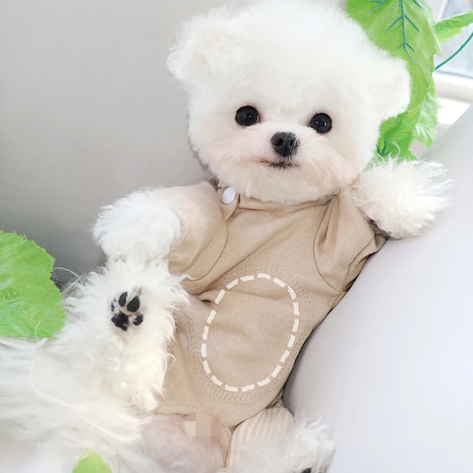 Cute Bear Head Dog Clothes Belly Protection Puppy Pajamas Autumn and Winter Thermal Jumpsuit Teddy Bichon Four-legged Clothes