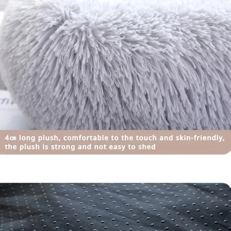 Cat Beds Washable Soft Pet Kennel Winter Thickened Warm Donut Round Pet Plush Nest Comfortable Sleeping Cat Bed Supplies