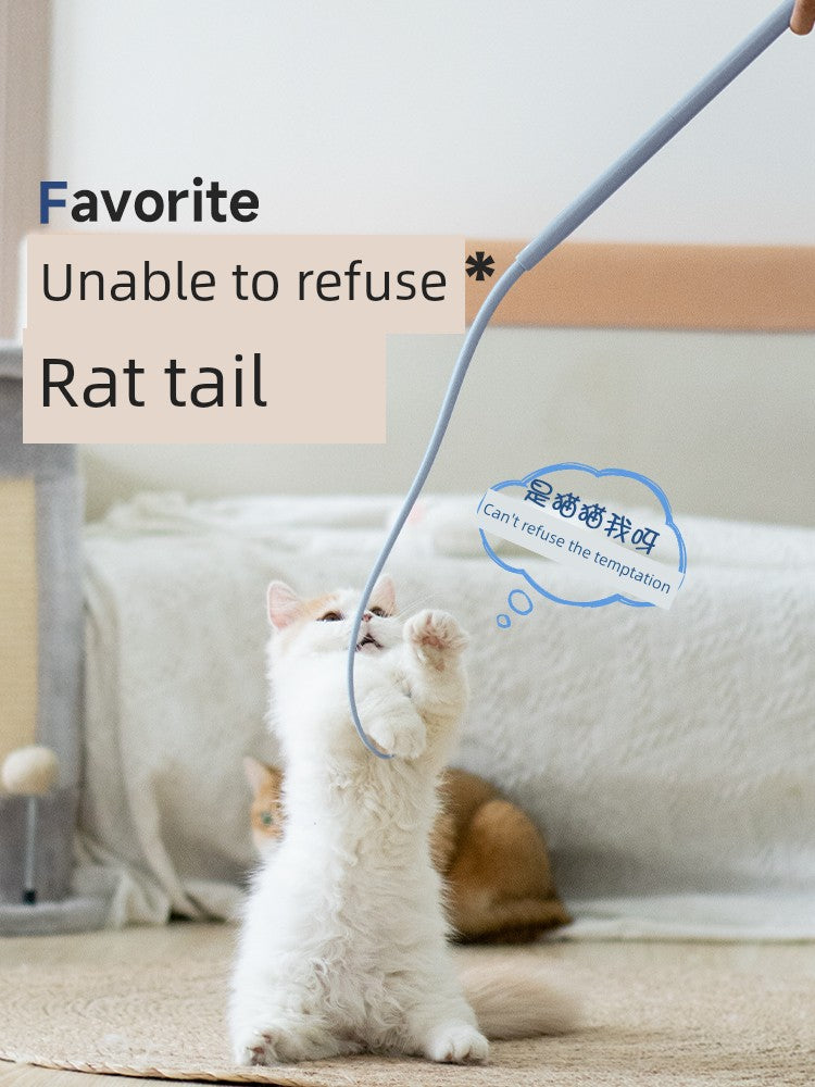 Mouse Tail Long Brush Holder Artificial Rubber Toy Cat Teaser