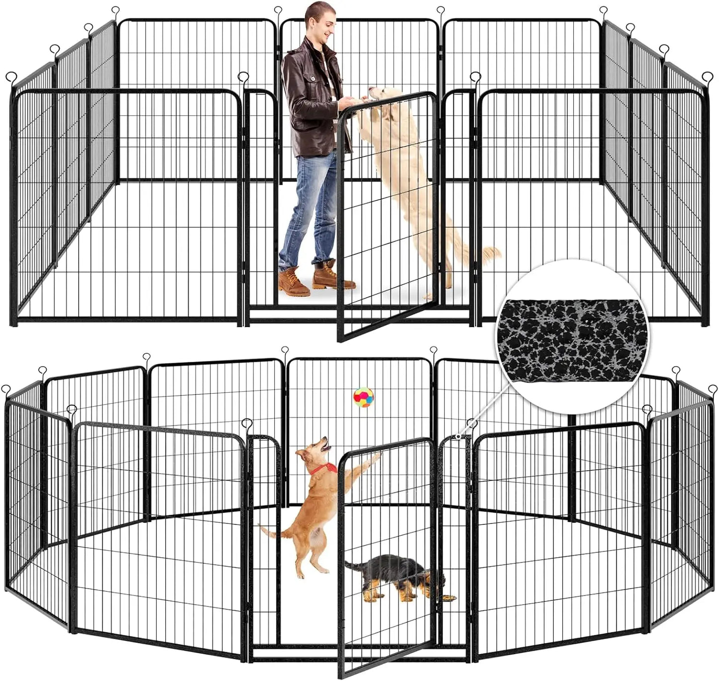 Dog Playpen Outdoor Extra Wide  Heavy Duty Dog Fence  Anti-Rust with Doors Portable for RV Camping Yard