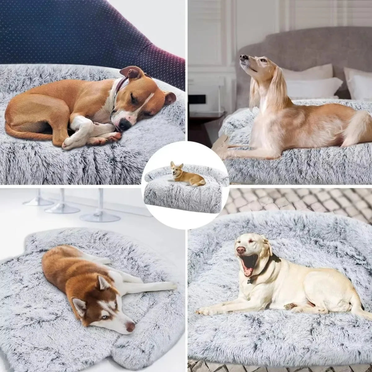 Plush Dog Bed Sofa for Large Pets Washable Keep Warm Cats Dogs Cushion Blanket Furniture Protector Pet Mattress kennel Cover