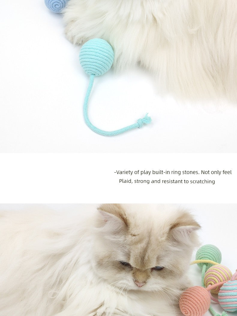 Yuanzhang Meow Cat Toy Ball Cat Teaser Bite-Resistant Ball Scratch-Resistant String Bell Self-Hi Relieving Stuffy Interaction Cat Supplies