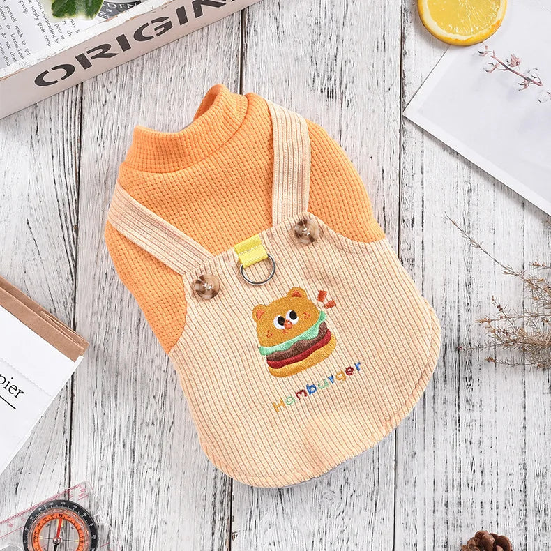 Hamburger Big Dog Costume Jumper Dresses For Small Big Breeds Puppy Dachshund Corgi Autumn Winter Pet Clothes Yellow Size XS 4XL