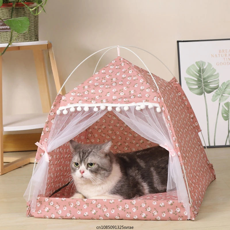 Cat Tent Bed Pet Cat House Closed Cozy Puppy Cage with Floors Pet Dog House Calming Cat Beds Puppy Kennel Tents Pet Supplies