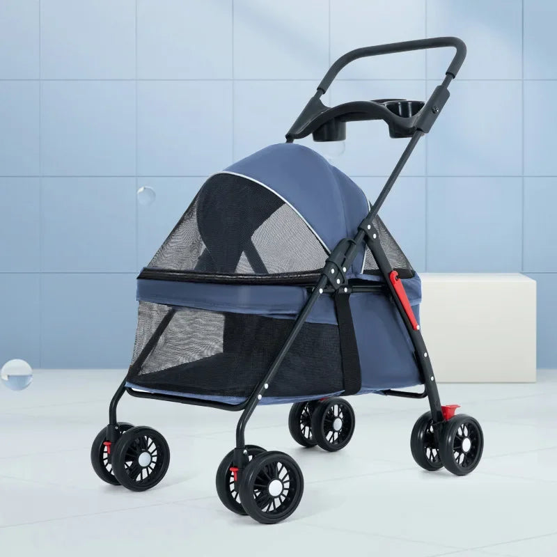 Pet Stroller Lightweight Folding Universal Wheel Cat Dog Travel Breathable Pet Stroller Outdoor Stroller for Small Medium Pets