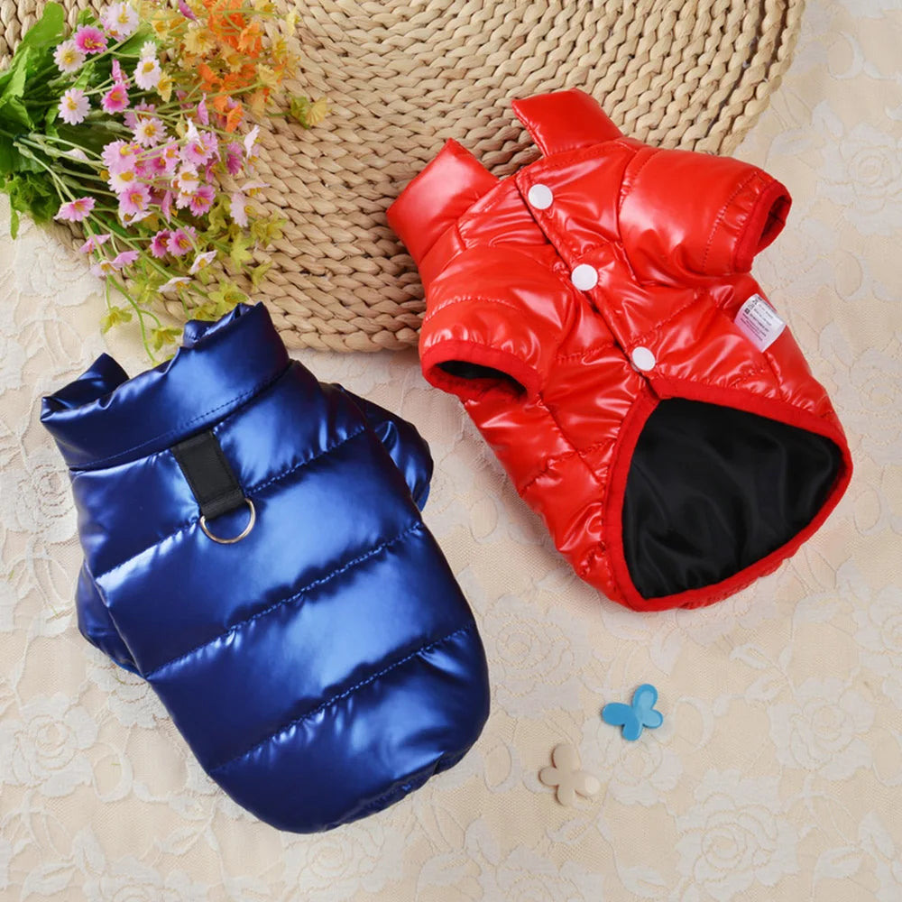 Winter Dog Costume Warm Clothes For Small Dogs Chihuahua Yorkie Coat ClothingThick PU Leather Dog Down Jacket Pet Outfits XS-XL