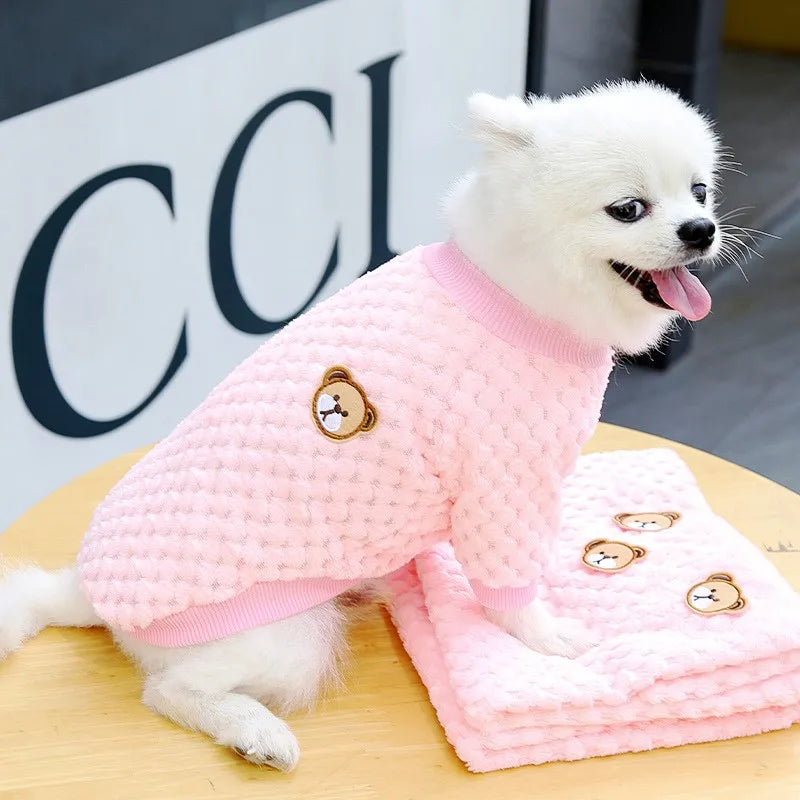 Winter Warm Dog Hoodies Pet Dog Clothes Soft Puppy Pullover Cute Bear Print Cat Sweatshirt Fashion Pet Hoodies Chihuahua Clothes