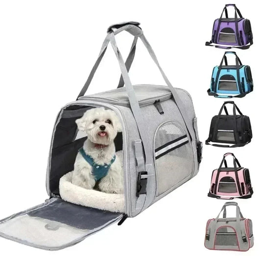 Sac de transport pour chien avec coussin en coton épais, sac à dos d'aviation pour animaux de compagnie, sac de voyage portable anti-étouffement, sac pour chien en maille pour l'extérieur