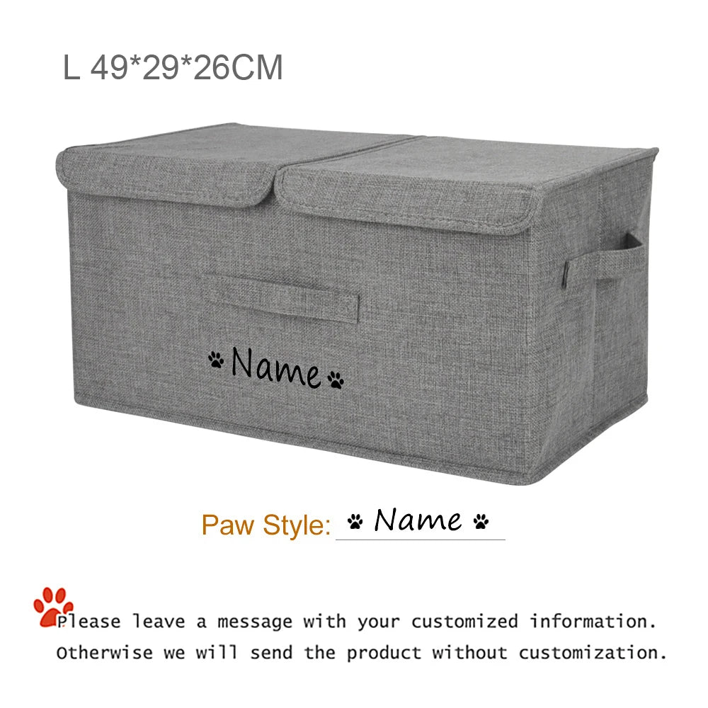 Custom Dog Pet Toy Box Personalised Name Dog Accessory Storage Bin with Lid Cat Pet Organizer Storage Basket For Toys Blanke