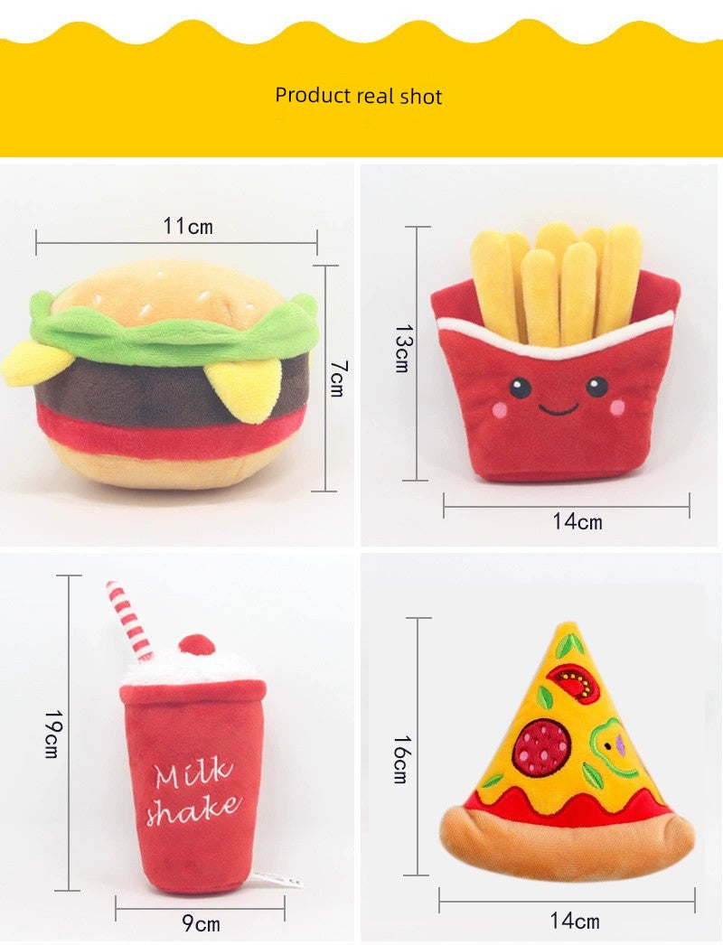 Pet Sound Paper Toy Hamburger Pizza Cola Sound Puppy Food Series Accompany Relieving Stuffy Dog Doll Stuffed