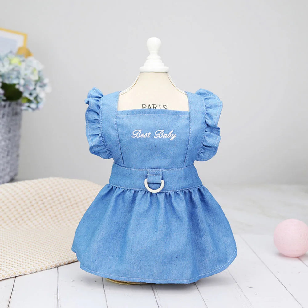 Dog Dress Puppy Luxury Skirt Dog Clothes Princess Dresses Wedding Evening Dress Tutu Skirt Denim Skirt for Small Dogs Clothing