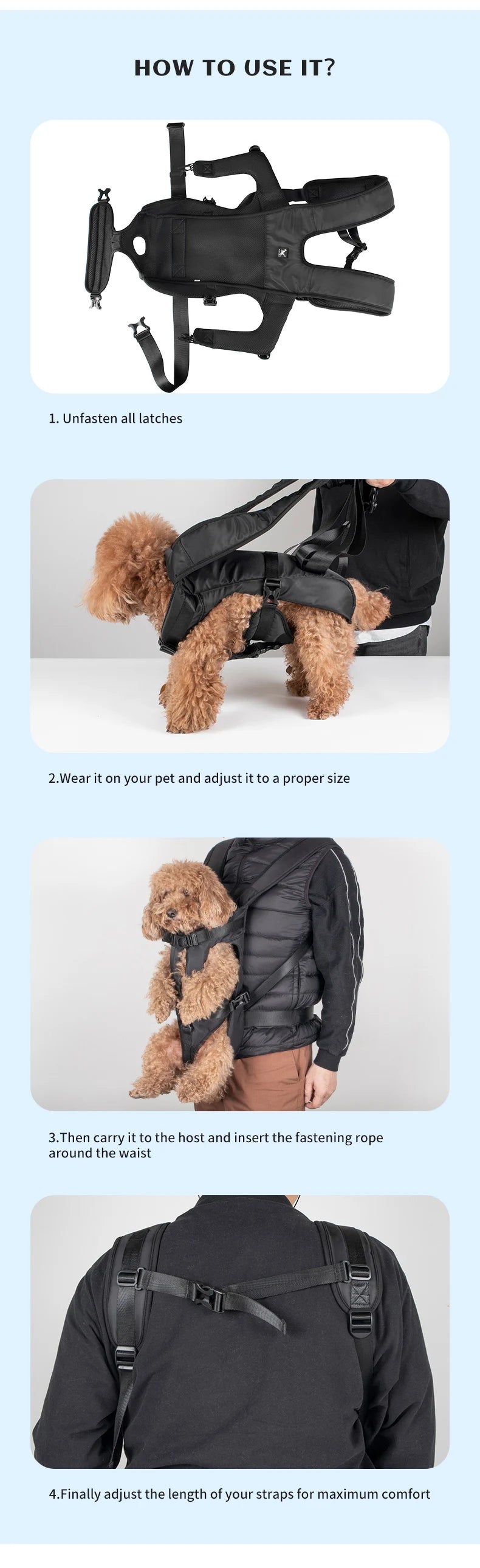 TAILUP Adjustable Easy-fit Front Dog Pouch Carrier Backpack for Hiking Cycling Outdoor Travel pet bag Shoulder Puppy Carrier