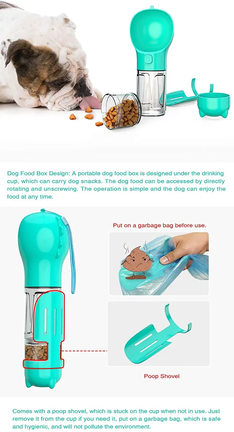 Portable Dog Water Bottle Drinking Bowls for Dog Cat Food Water Dispenser 3 In 1 Leak-proof Outdoor Dog Waterer Pet Accessories