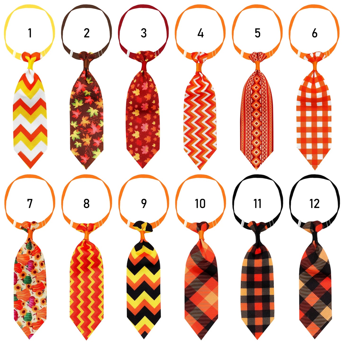 10PCS Fall Pet Dog Bow Tie Grooming Thanksgiving Dog Neckties With Pumpkin Adjustable Dog Collar Small Dog Autumn Pet Supplies