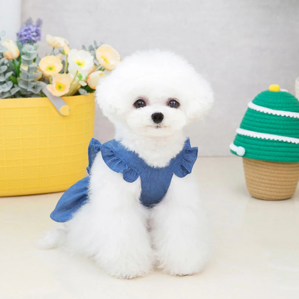 Dog Dress Puppy Luxury Skirt Dog Clothes Princess Dresses Wedding Evening Dress Tutu Skirt Denim Skirt for Small Dogs Clothing