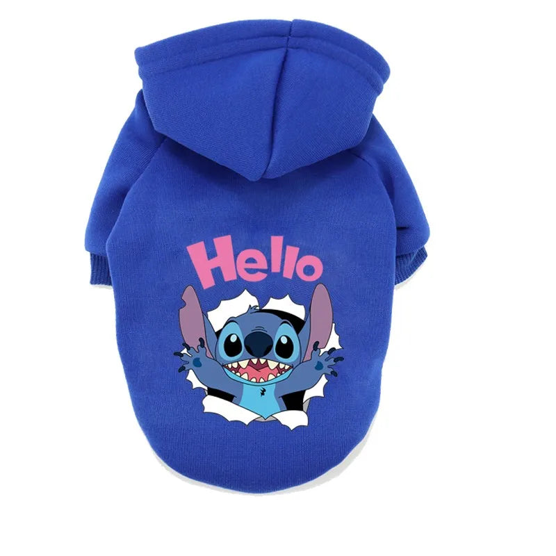 Disney Stitch Dog Clothes Winter Warm Pet Clothes Cotton Pets Clothing For Small Medium Dogs French Bulldog Chihuahua Costume