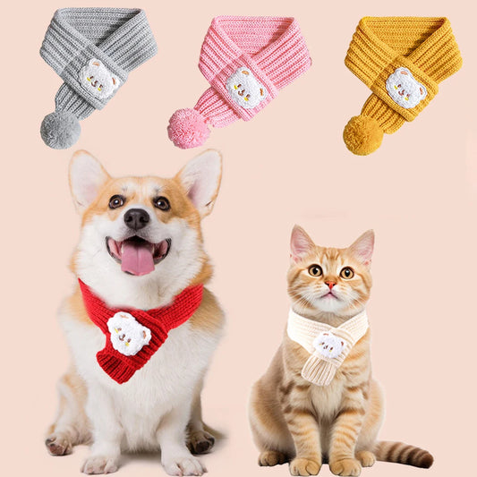 Winter Warm Puppy Dog Cat Scarf Christmas Cute  Pet Accessories for Small Medium Dogs Poodle Yorkshire Scarves mascotas Products