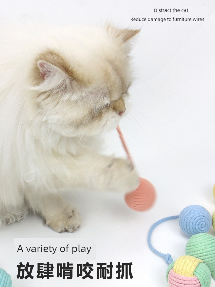 Yuanzhang Meow Cat Toy Ball Cat Teaser Bite-Resistant Ball Scratch-Resistant String Bell Self-Hi Relieving Stuffy Interaction Cat Supplies