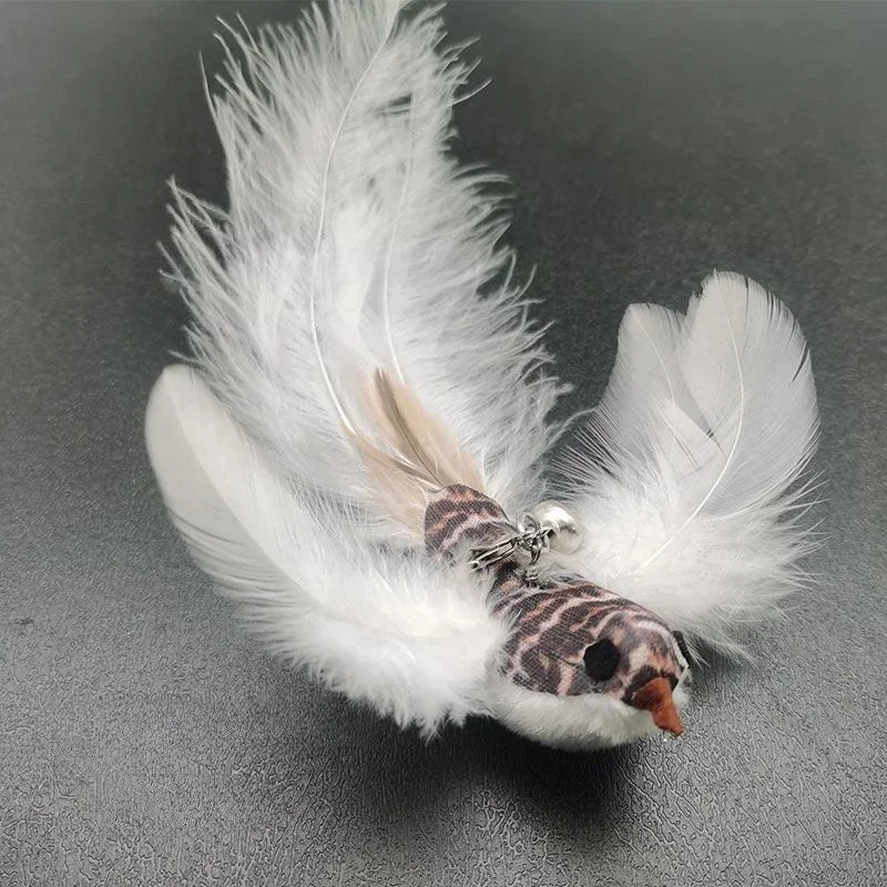 Interactive Cat Toy Funny Simulation Bird Feather with Bell Cat Stick Toy for Kitten Playing Teaser Wand Toy Pet Cats Supplies