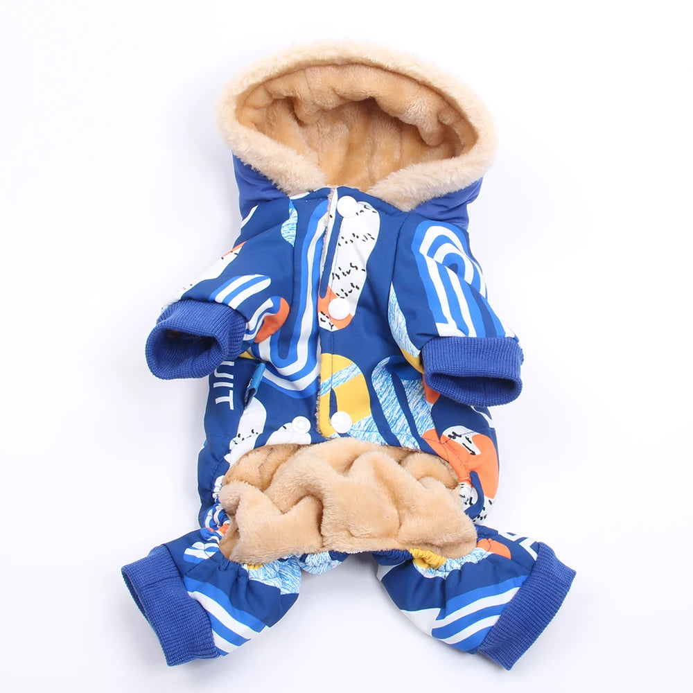 Dog Cat Warm Jumpsuit Hoodie Letters Print with Leash Ring Pet Puppy Coat Jacket Outfit  for Dogs Cats Small Medium