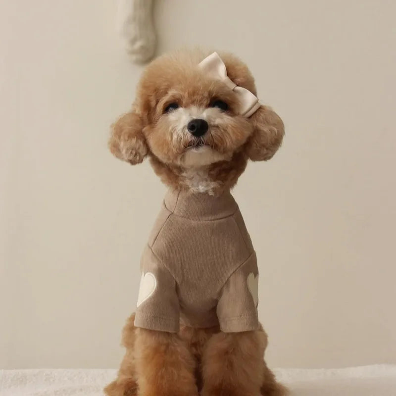 Fashion Pet Dog Bottoming Shirt Puppy Solid Color Clothes Winter Teddy Warm Two Legged Clothing Pet poodle Pullover Dog Jackets