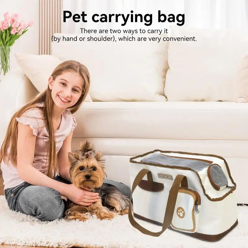 Dog Carry Bags Small Dogs Pet Carrier Airline Approved Bread-Based Bag Handheld Or Shoulder Sturdy Well-Ventilated Easy Load Bag