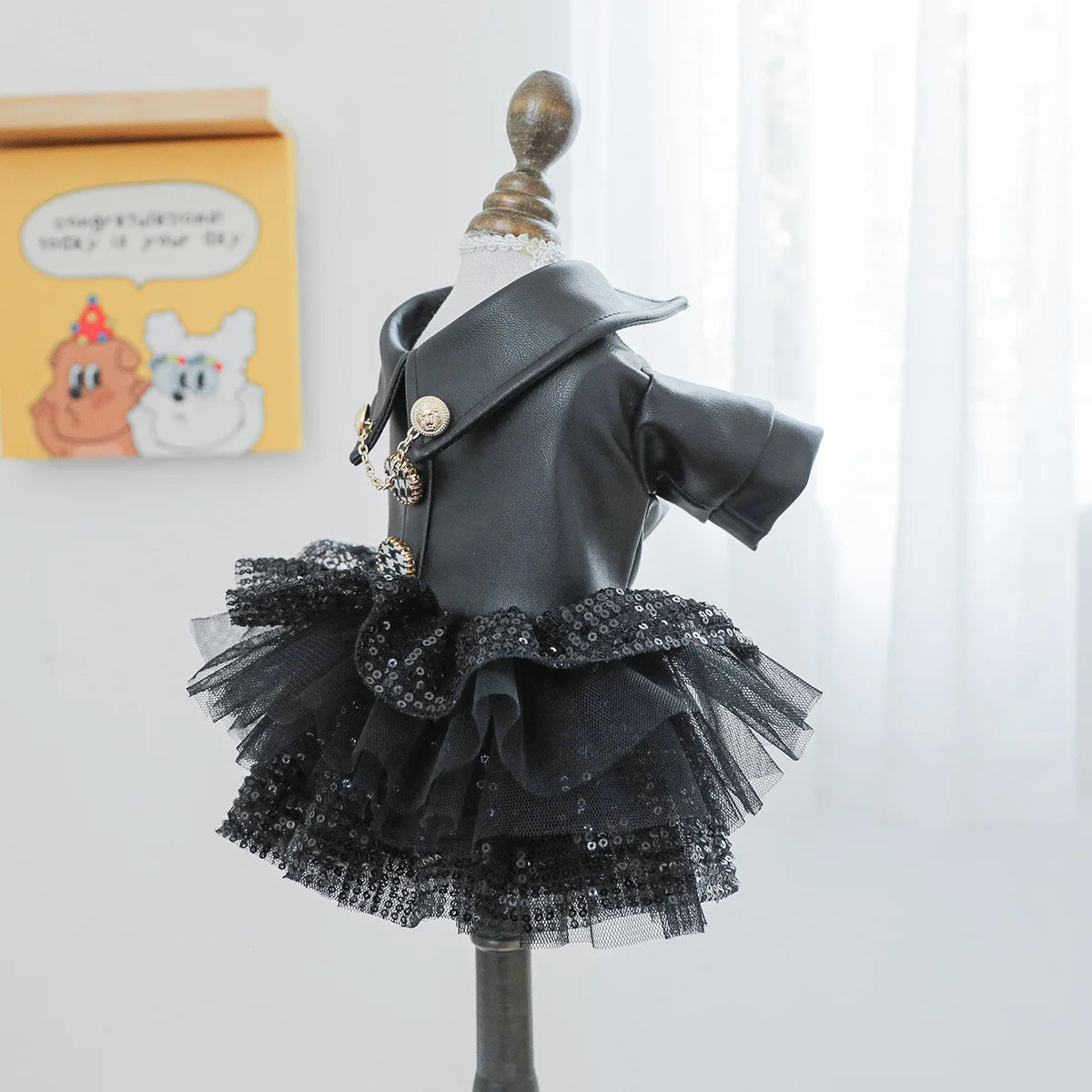 Autumn punk sequin leather Dog Clothing  princess pet dress less dog dress for small to medium dog  Chihuahua Yorkies Dress