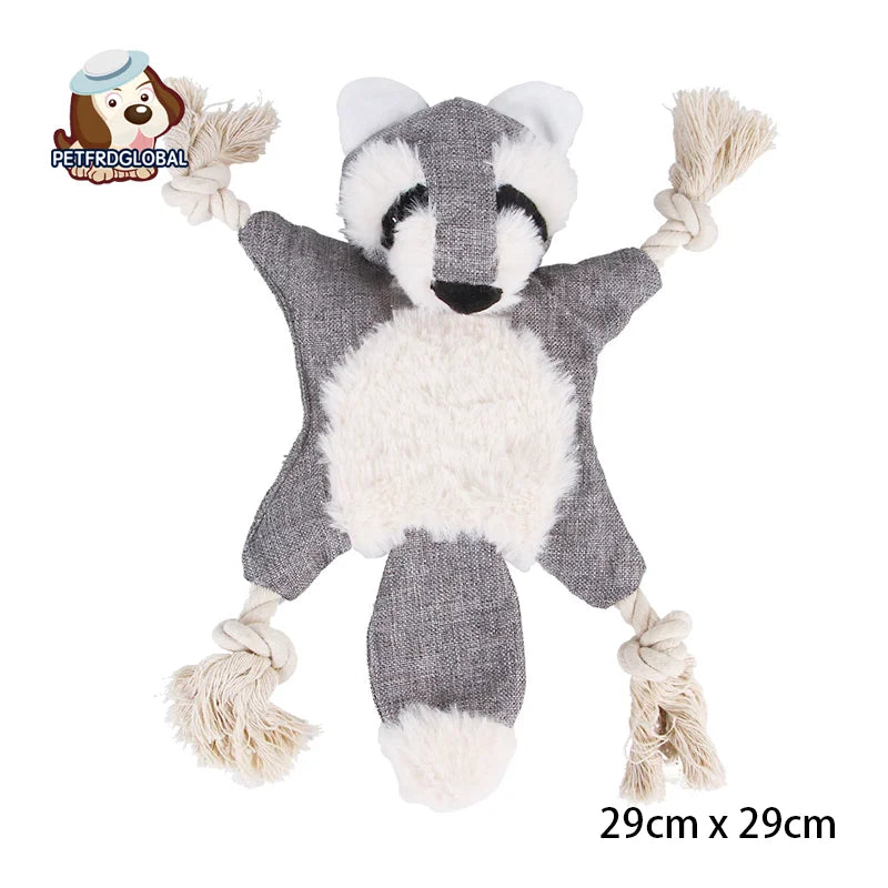 Funny Soft Plush Rope  Cute Squeaky Sound Toys Fox Squirrel Grizzly Bear Chew Dog Toy Accessories Supplies Cotton Knot Vocal Toy