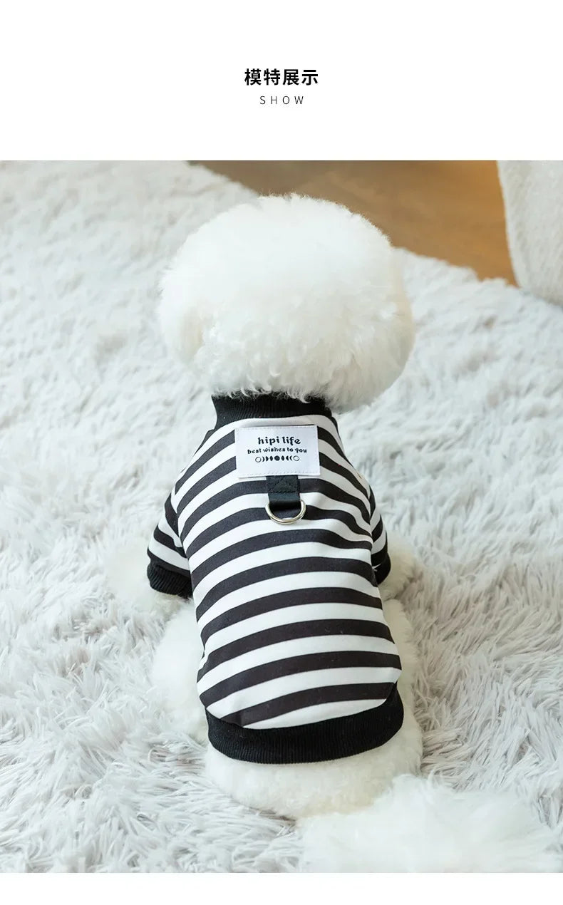 Vêtements Vêtements Rayures Sweat À Capuche Traction Automne Chihuahua Mignon Garçon Imprimé Mascottes Mode Chiens Chien Blanc Animal De Compagnie Noir Fille Hiver