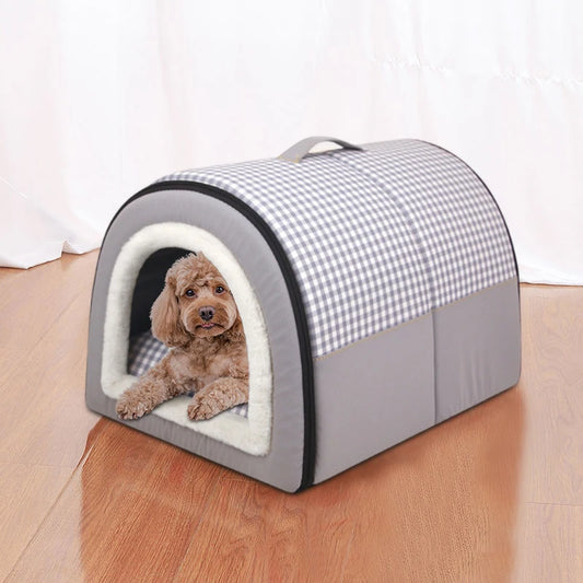 Semi Enclosed Dog House Detachable Washable Cat Nest Thickened Dual-purpose Pet Nest Portable Handle House for Cats Puppy Warm