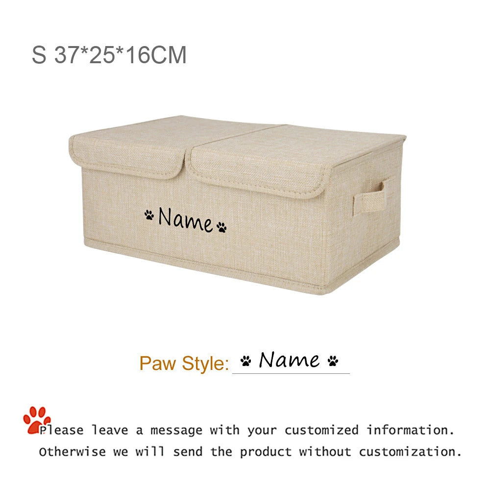 Custom Dog Pet Toy Box Personalised Name Dog Accessory Storage Bin with Lid Cat Pet Organizer Storage Basket For Toys Blanke