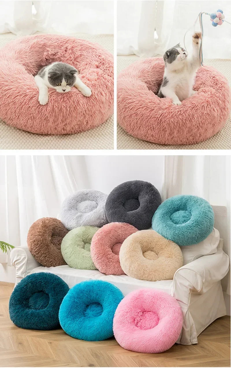 Plush Pet Bed Large Dogs Cats Soothing Round Mat Cozy Sleeping Pad Small Medium Animals Soft Cushion House 2024 New