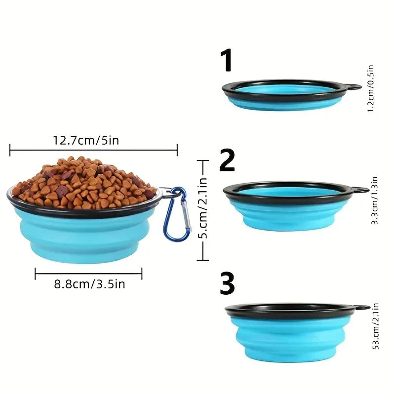 2 Pack Portable Collapsible Dog Bowl with Cover Travel-Friendly Waterand Food Dish with Lid