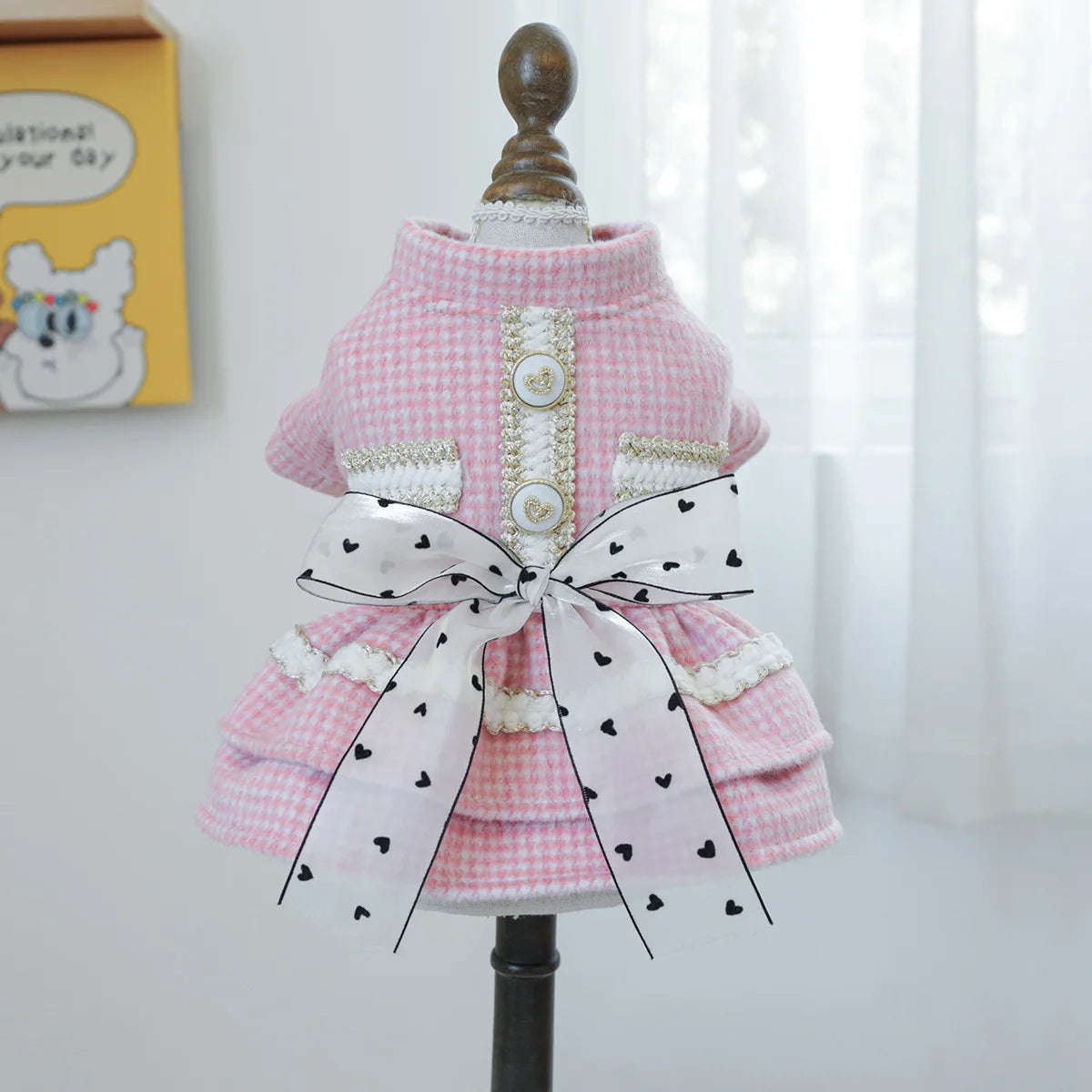 1PC Pet Clothing Dog Cat Autumn/Winter Thick Pink Sweetheart Princess Dress Suitable for Small and Medium sized Dogs