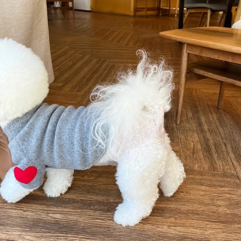 Fashion Pet Dog Bottoming Shirt Puppy Solid Color Clothes Winter Teddy Warm Two Legged Clothing Pet poodle Pullover Dog Jackets