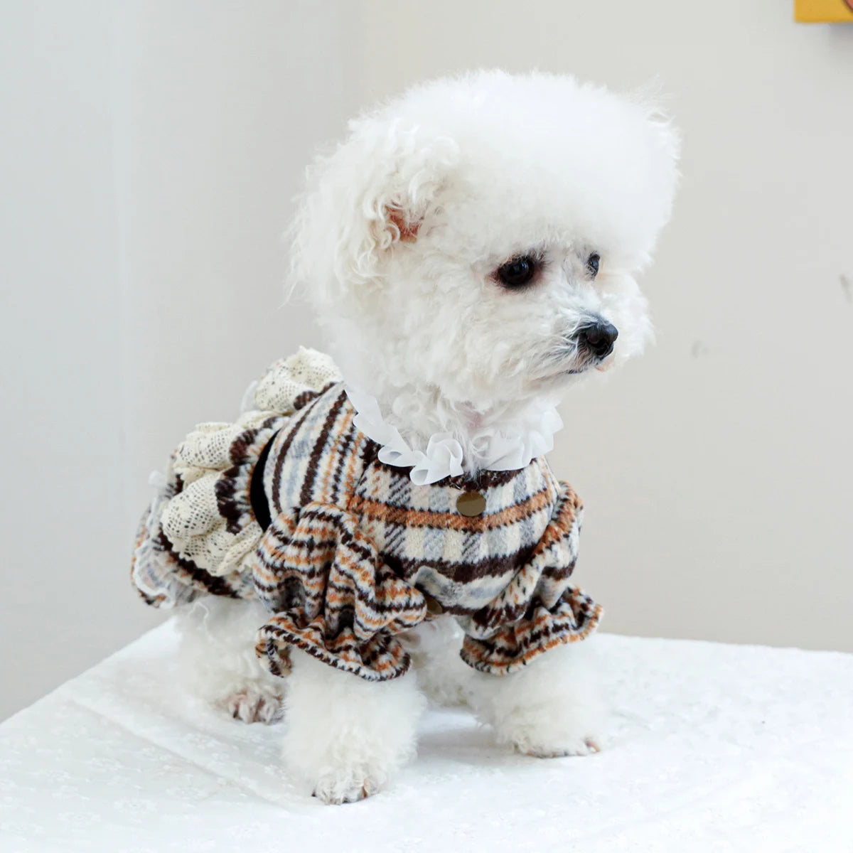 1PC Pet Clothing Spring and Autumn Maillard Dress Wedding Princess Dress Suitable for Small and Medium sized Dogs