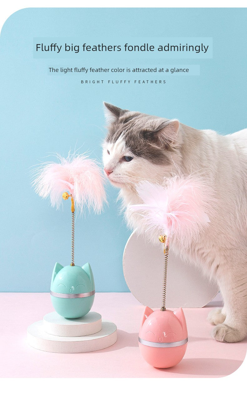 Feather Self-Hi Relieving Stuffy Bell Turntable Molar Cat Teaser