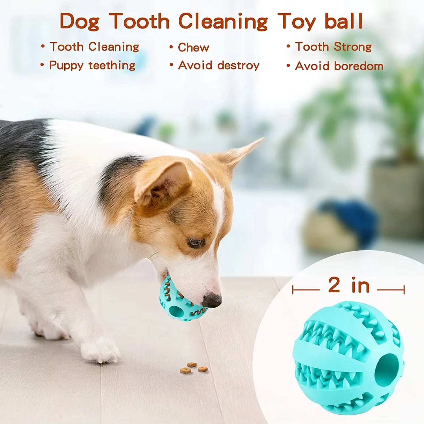 5cm Natural Rubber Pet Dog Toys Dog Chew Toys Tooth Cleaning Treat Ball Extra-tough Interactive Elasticity Ball for Pet Products