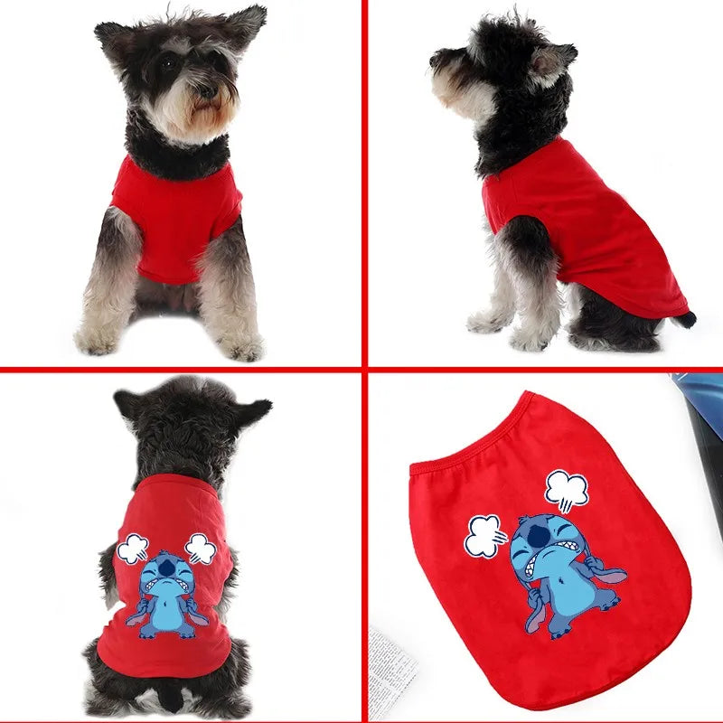 Disney Summer Pet Dog Vest Cute Stitch Cotton Dogs Clothes Breathable Puppy For Small Medium Dogs Clothing French Bulldog Perro