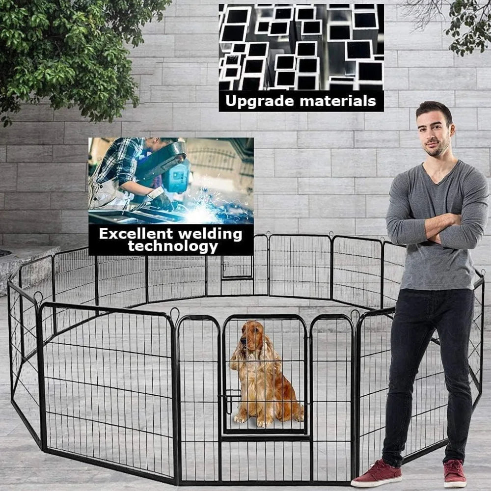 BestPet Dog Playpen Pet Dog Fence 40 inch Height 16 Panels Metal Dog Pen Outdoor Exercise Pen with Doors,Pet Puppy Playpen