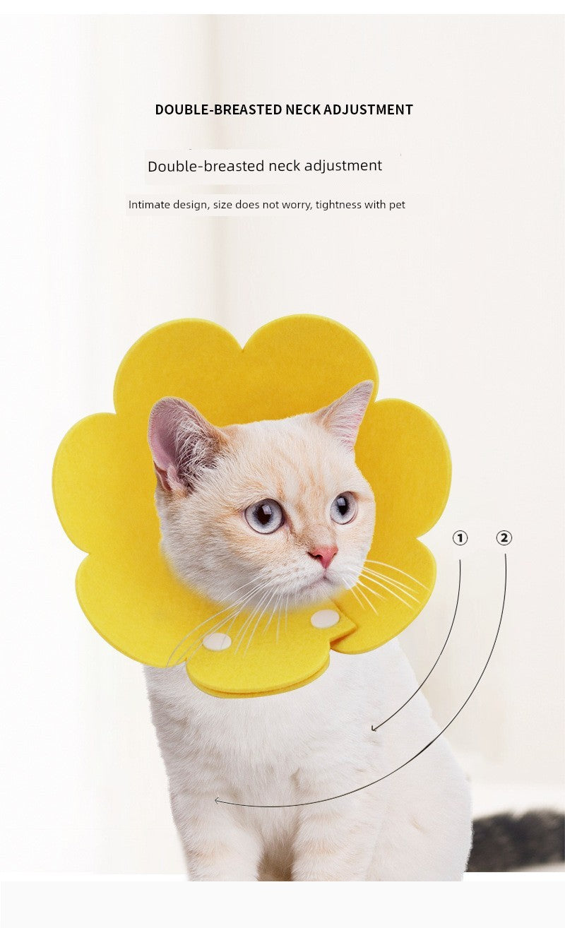 Elizabeth Ring Pet Dog Cat Felt SUNFLOWER Snap Collar Anti-Licking Wound Neck Sterilization Shame Ring