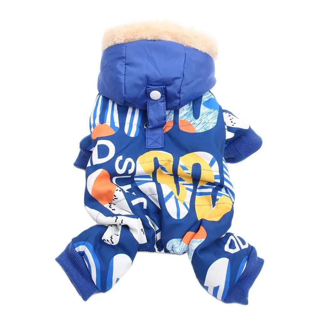 Dog Cat Warm Jumpsuit Hoodie Letters Print with Leash Ring Pet Puppy Coat Jacket Outfit  for Dogs Cats Small Medium