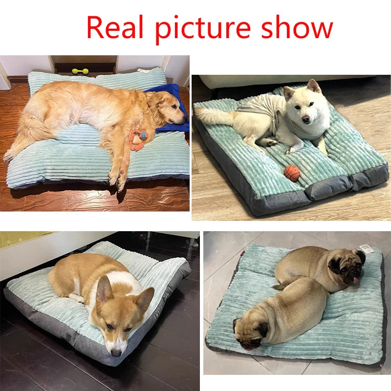 Large Dog Bed Soft Corduroy Pet Sleeping Mat Thicken Oversize Dog Cat Cushion Non-slip Removable Washable Dogs Sofa Pet Supplies