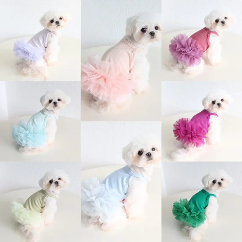 Cute Princess Dress for Pets, Cotton Clothes, Comfortable and Soft Dresses for Lovely Dogs, Sizes XS-XL, Summer