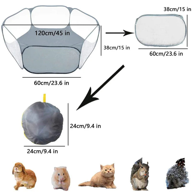 Jaula portátil pequeña para mascotas, transparente, para gatos y perros, tienda de campaña, corral para mascotas, valla de patio plegable abierta para perros, hámsteres, conejos y conejillos de indias